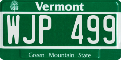 VT license plate WJP499