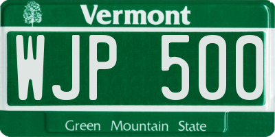 VT license plate WJP500