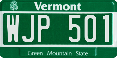 VT license plate WJP501