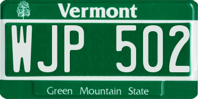VT license plate WJP502