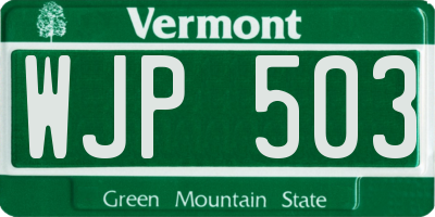 VT license plate WJP503