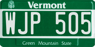 VT license plate WJP505