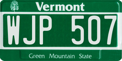 VT license plate WJP507