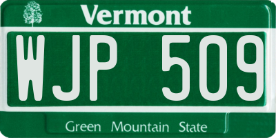 VT license plate WJP509