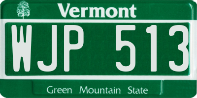 VT license plate WJP513