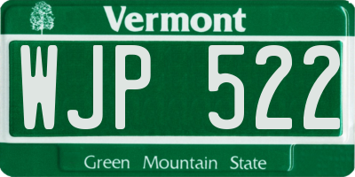 VT license plate WJP522