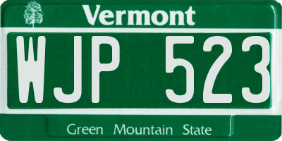 VT license plate WJP523