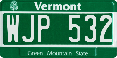 VT license plate WJP532