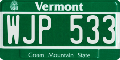 VT license plate WJP533