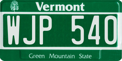 VT license plate WJP540