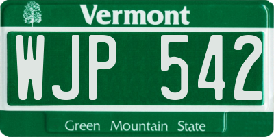 VT license plate WJP542