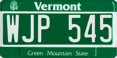 VT license plate WJP545