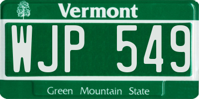 VT license plate WJP549