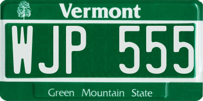 VT license plate WJP555