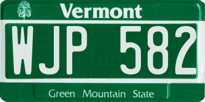 VT license plate WJP582