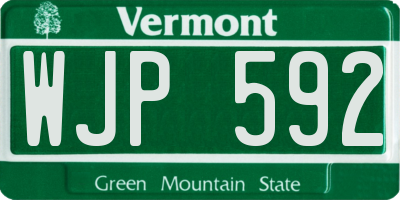 VT license plate WJP592