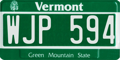 VT license plate WJP594