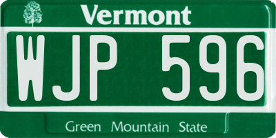 VT license plate WJP596