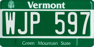 VT license plate WJP597