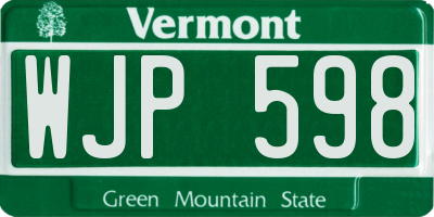 VT license plate WJP598