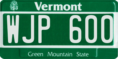 VT license plate WJP600