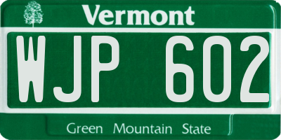 VT license plate WJP602