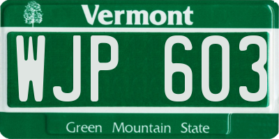 VT license plate WJP603