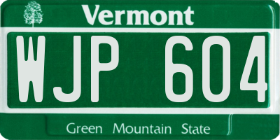 VT license plate WJP604
