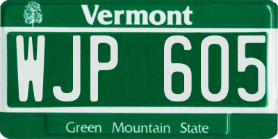 VT license plate WJP605
