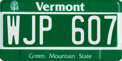 VT license plate WJP607