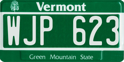 VT license plate WJP623