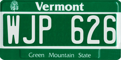 VT license plate WJP626