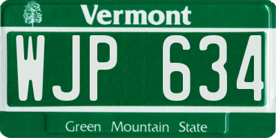 VT license plate WJP634