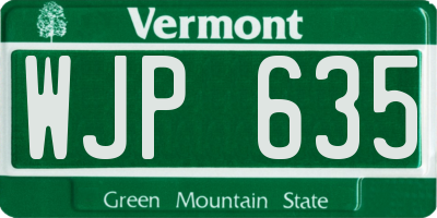 VT license plate WJP635