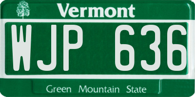 VT license plate WJP636