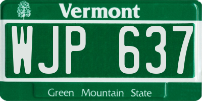 VT license plate WJP637