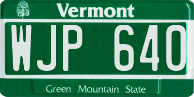 VT license plate WJP640