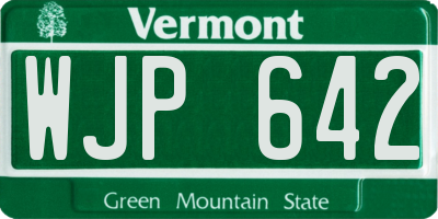 VT license plate WJP642