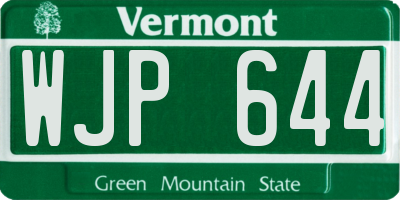 VT license plate WJP644