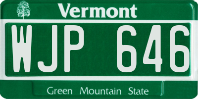 VT license plate WJP646