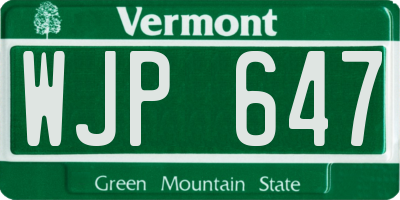 VT license plate WJP647