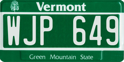 VT license plate WJP649