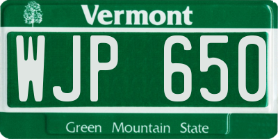 VT license plate WJP650
