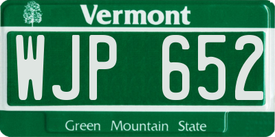 VT license plate WJP652