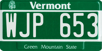 VT license plate WJP653