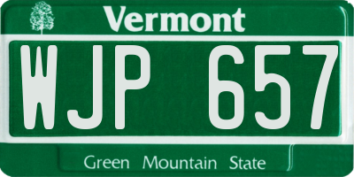 VT license plate WJP657