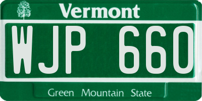 VT license plate WJP660