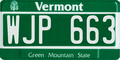 VT license plate WJP663