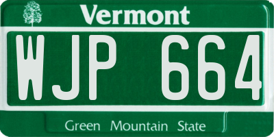 VT license plate WJP664