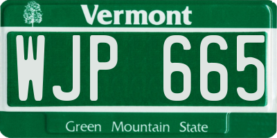 VT license plate WJP665